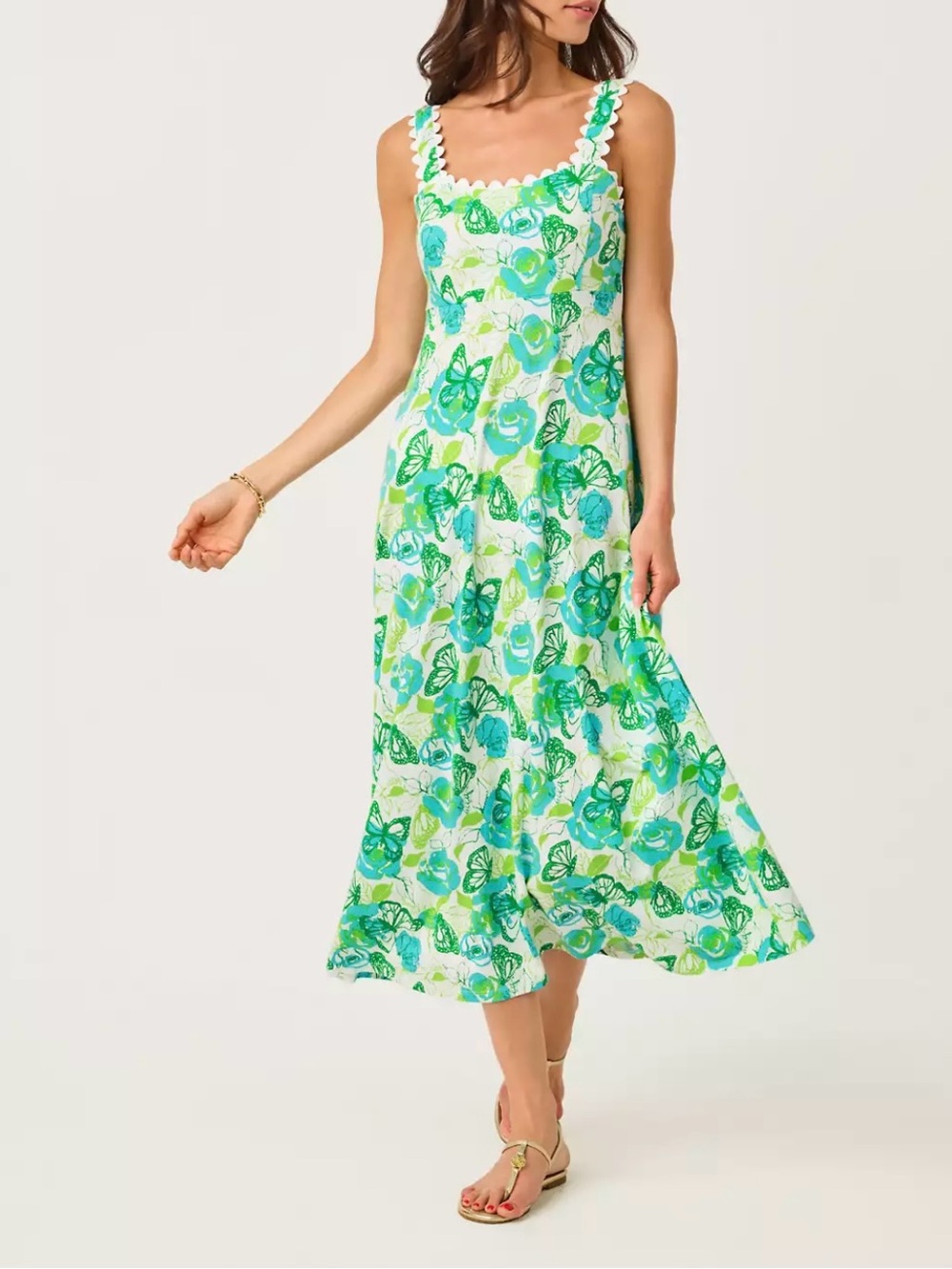 Brand New Lilly Pulitzer Dwyer Midi Dress Resort White Monarch Rose, CL